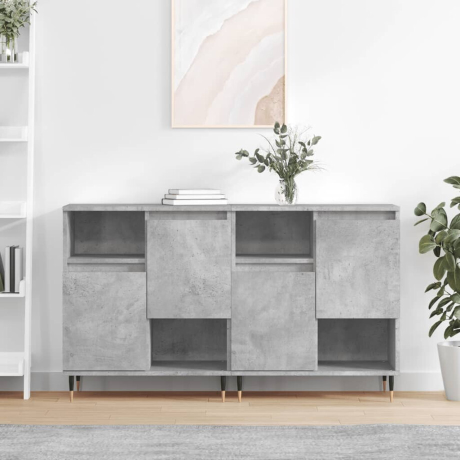 vidaXL Dressoirs 2 st bewerkt hout betongrijs afbeelding 1