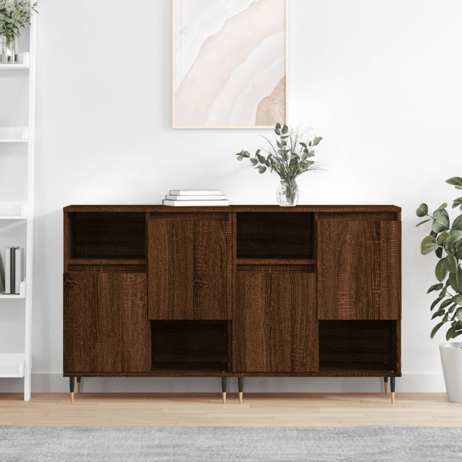 vidaXL Dressoirs 2 st bewerkt hout bruin eikenkleur afbeelding 1