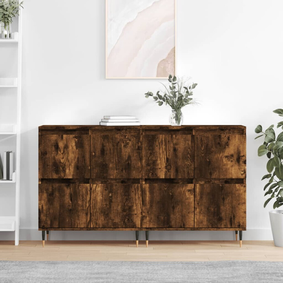 vidaXL Dressoirs 2 st bewerkt hout gerookt eikenkleurig vidaXL Dressoirs 2 st bewerkt hout gerookt eikenkleurig afbeelding 1