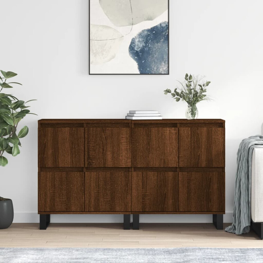vidaXL Dressoirs 2 st bewerkt hout bruin eikenkleur afbeelding 1