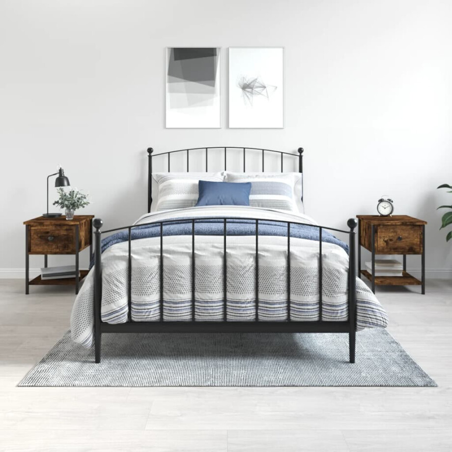vidaXL Nachtkastjes 2 st 34x35,5x45 cm bewerkt hout gerookt eikenkleur vidaXL Nachtkastjes 2 st 34x35,5x45 cm bewerkt hout gerookt eikenkleur afbeelding 1