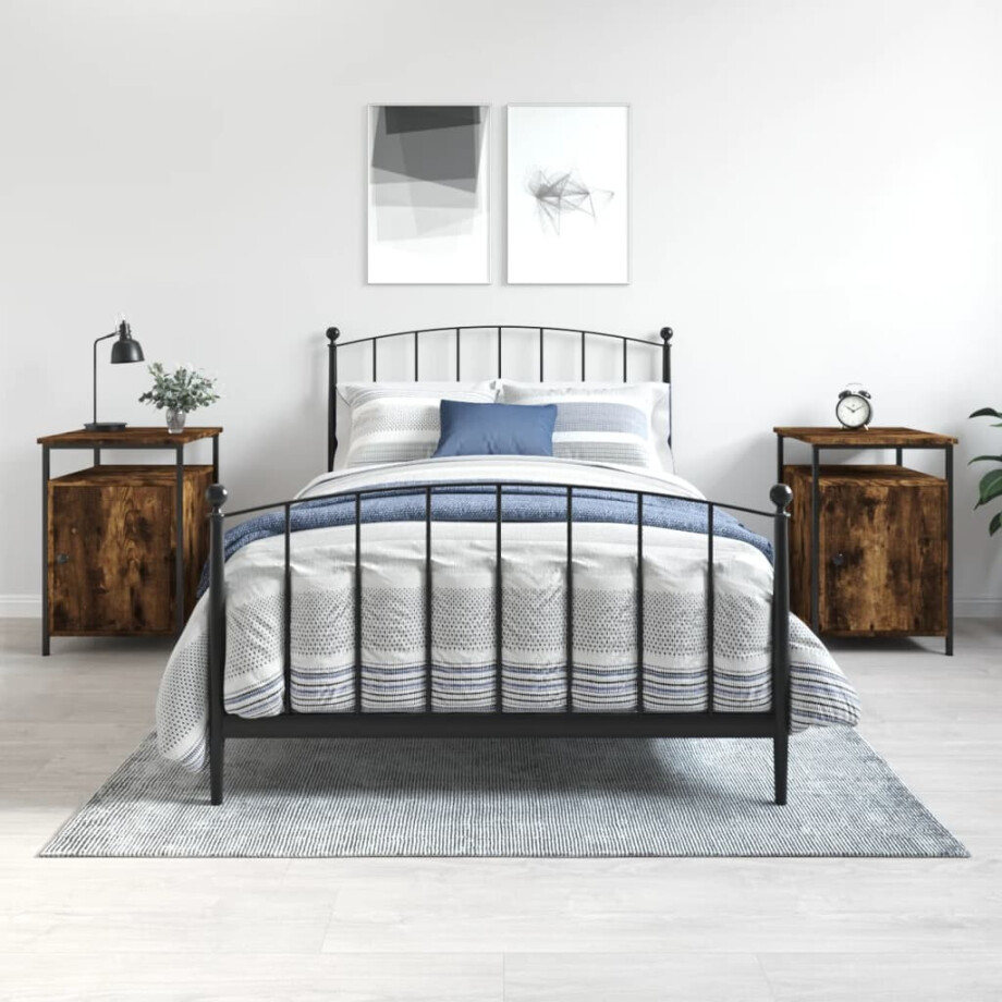 vidaXL Nachtkastjes 2 st 40x42x60 cm bewerkt hout gerookt eikenkleurig vidaXL Nachtkastjes 2 st 40x42x60 cm bewerkt hout gerookt eikenkleurig afbeelding 1