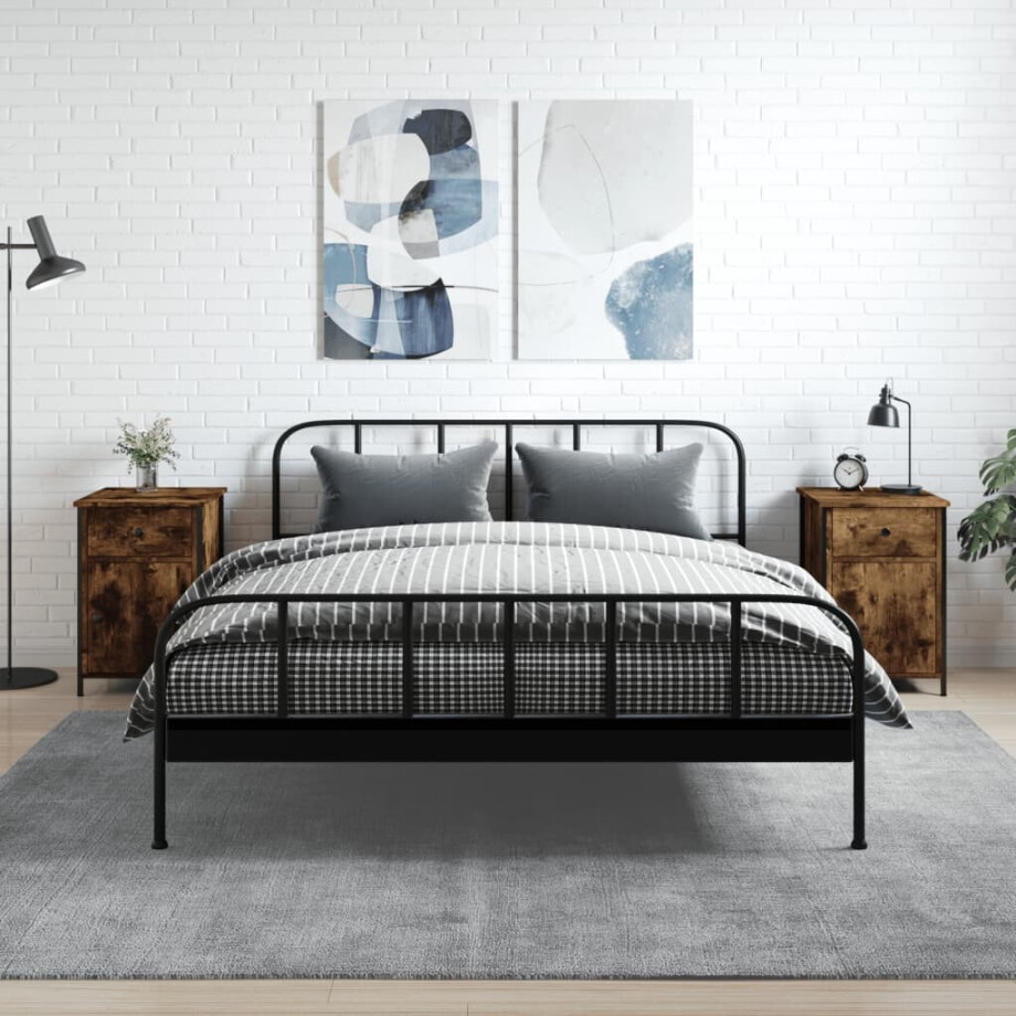 vidaXL Nachtkastjes 2 st 40x42x60 cm bewerkt hout gerookt eikenkleurig vidaXL Nachtkastjes 2 st 40x42x60 cm bewerkt hout gerookt eikenkleurig afbeelding 1