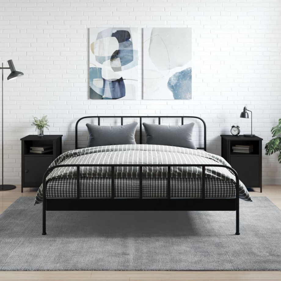 vidaXL Nachtkastjes 2 st 40x42x60 cm bewerkt hout zwart afbeelding 1