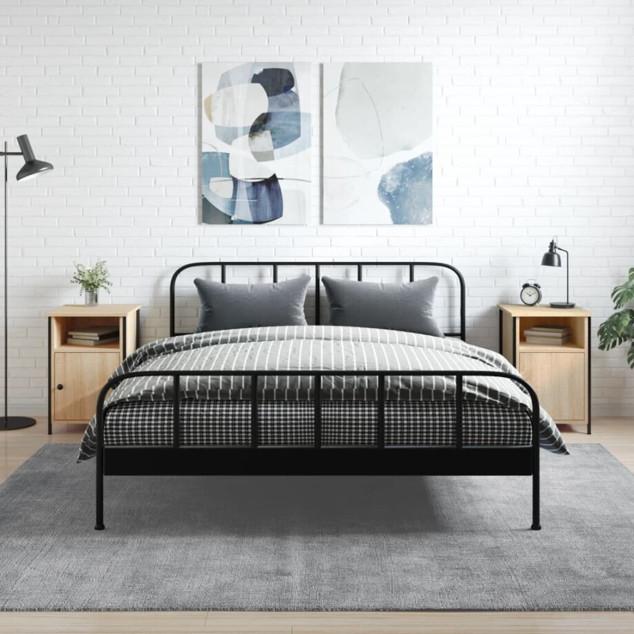 vidaXL Nachtkastjes 2 st 40x42x60 cm bewerkt hout sonoma eikenkleurig afbeelding 1
