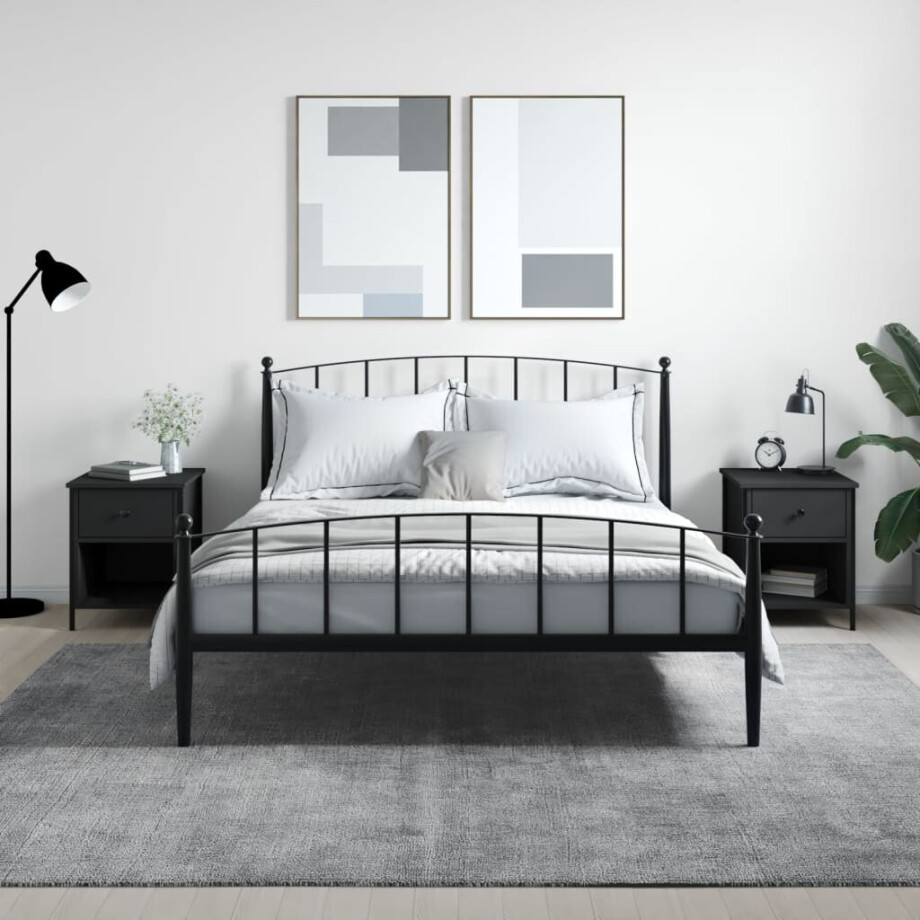 vidaXL Nachtkastjes 2 st 40x42x50 cm bewerkt hout zwart afbeelding 1