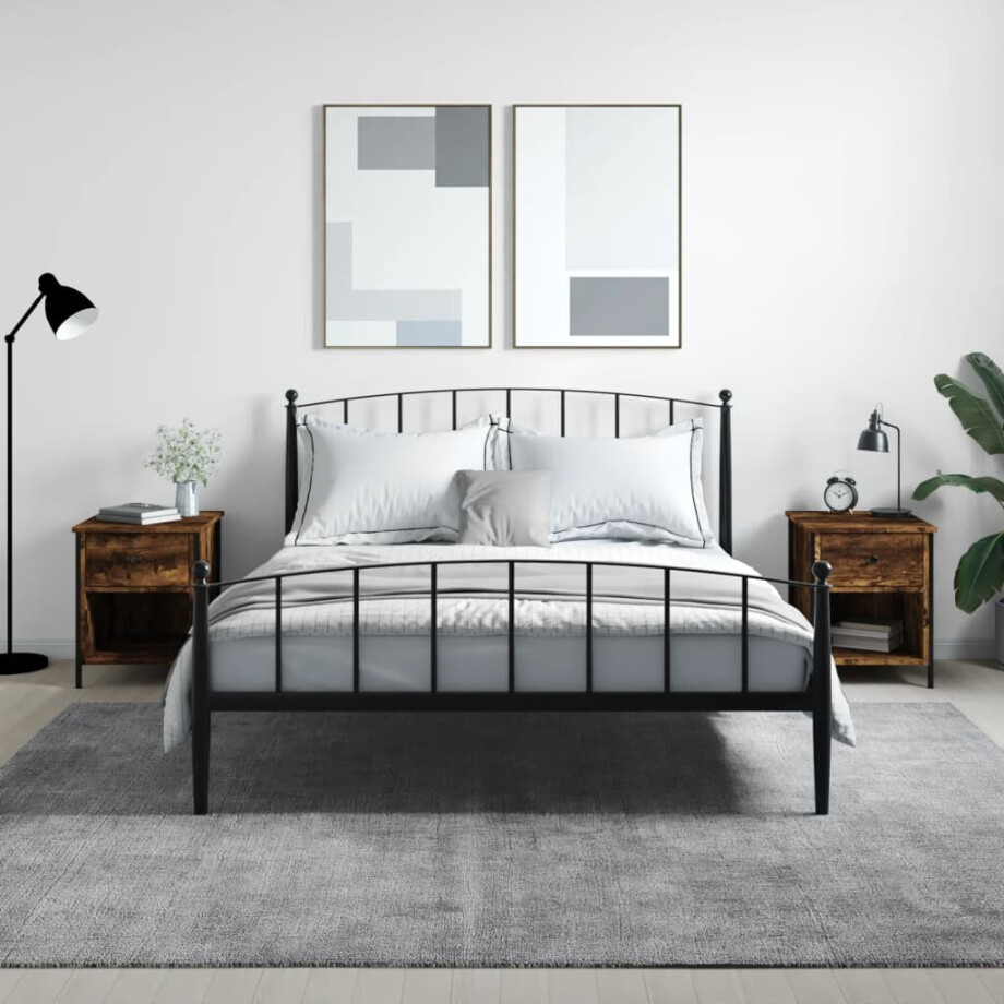 vidaXL Nachtkastjes 2 st 40x42x50 cm bewerkt hout gerookt eikenkleurig afbeelding 1