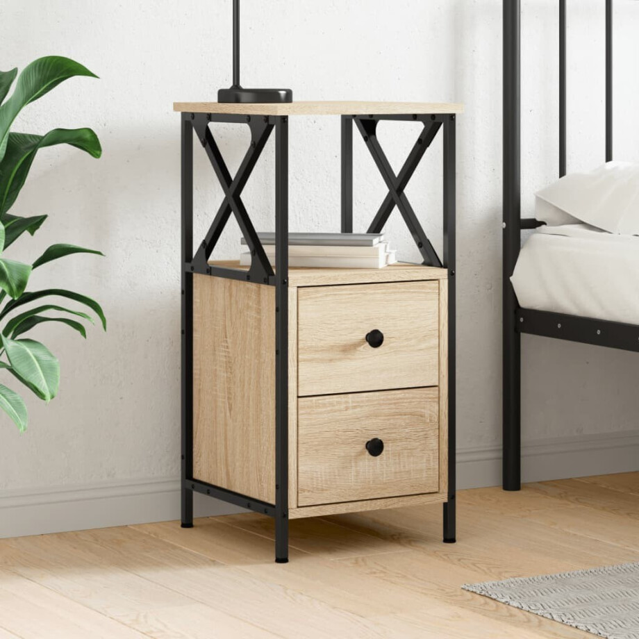 vidaXL Nachtkastje 34x35,5x70 cm bewerkt hout sonoma eikenkleurig vidaXL Nachtkastje 34x35,5x70 cm bewerkt hout sonoma eikenkleurig afbeelding 1
