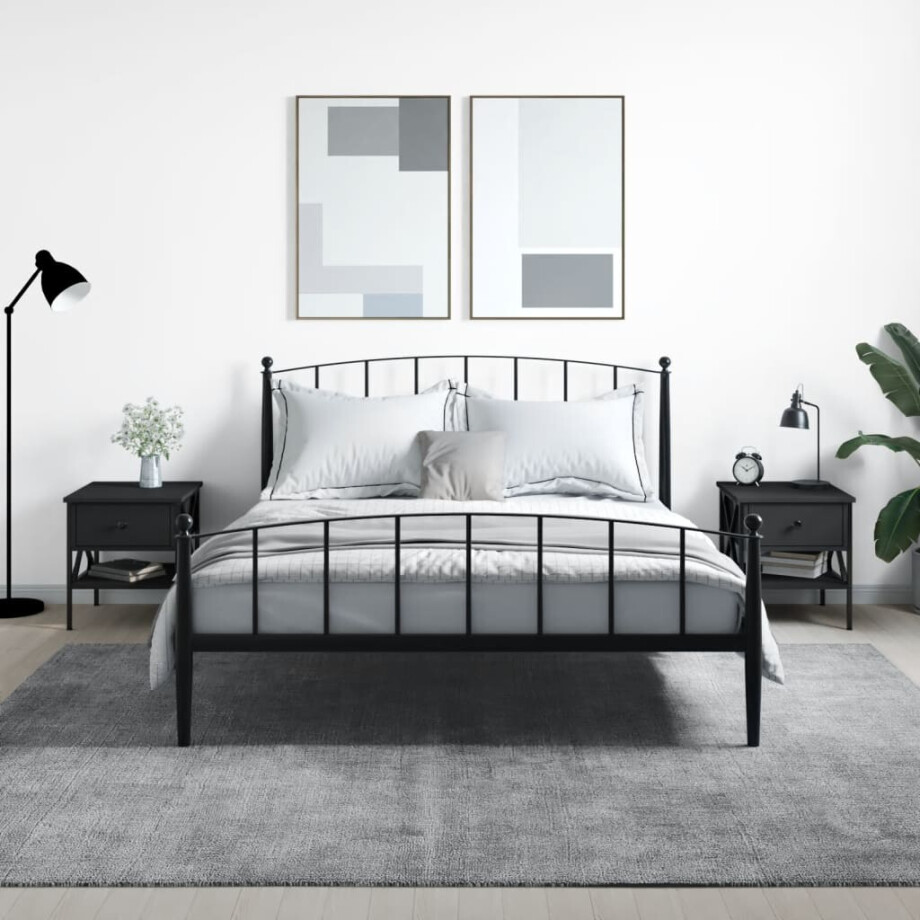 vidaXL Nachtkastjes 2 st 40x42x45 cm bewerkt hout zwart afbeelding 1