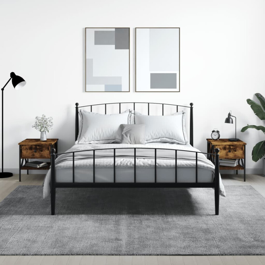 vidaXL Nachtkastjes 2 st 40x42x45 cm bewerkt hout gerookt eikenkleurig afbeelding 1