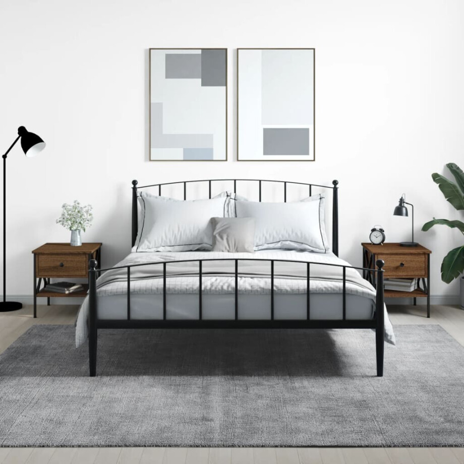 vidaXL Nachtkastjes 2 st 40x42x45 cm bewerkt hout bruin eikenkleur afbeelding 1