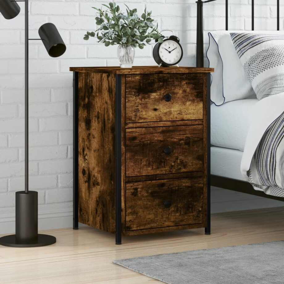 vidaXL Nachtkastje 40x36x60 cm bewerkt hout gerookt eikenkleurig vidaXL Nachtkastje 40x36x60 cm bewerkt hout gerookt eikenkleurig afbeelding 1