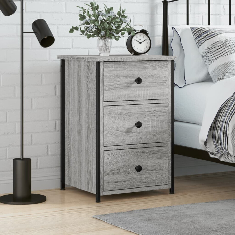 vidaXL Nachtkastje 40x36x60 cm bewerkt hout grijs sonoma eikenkleurig vidaXL Nachtkastje 40x36x60 cm bewerkt hout grijs sonoma eikenkleurig afbeelding 1