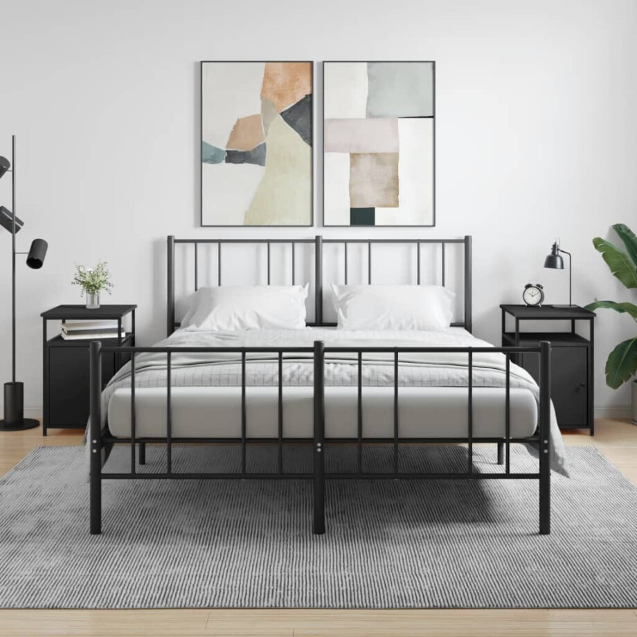 vidaXL Nachtkastjes 2 st 40x42x60 cm bewerkt hout zwart vidaXL Nachtkastjes 2 st 40x42x60 cm bewerkt hout zwart afbeelding 1