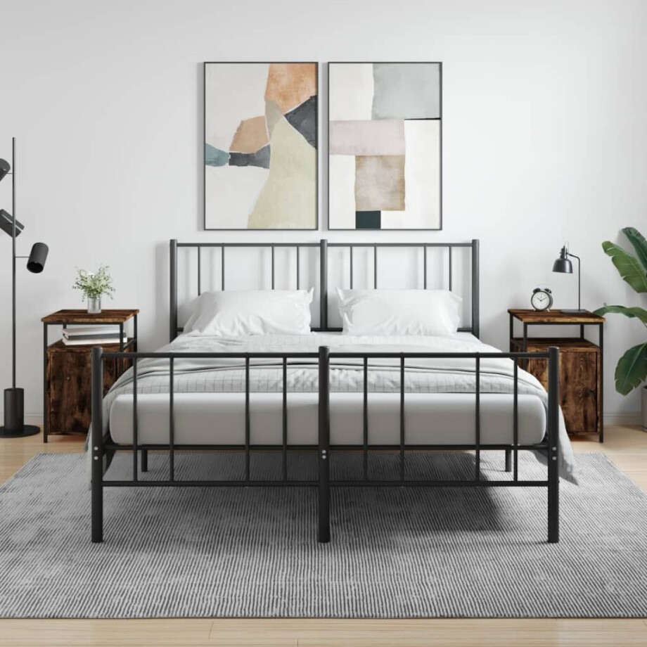 vidaXL Nachtkastjes 2 st 40x42x60 cm bewerkt hout gerookt eikenkleurig afbeelding 1