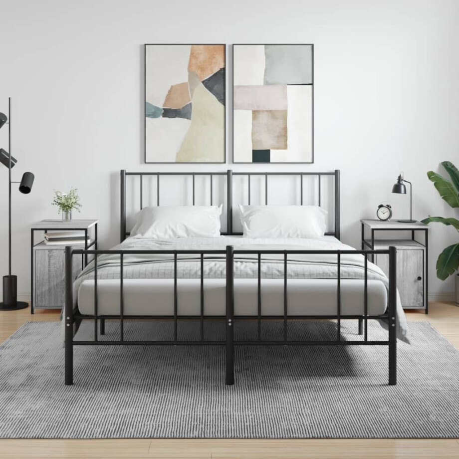 vidaXL Nachtkastjes 2 st 40x42x60 cm bewerkt hout grijs sonoma eiken afbeelding 1