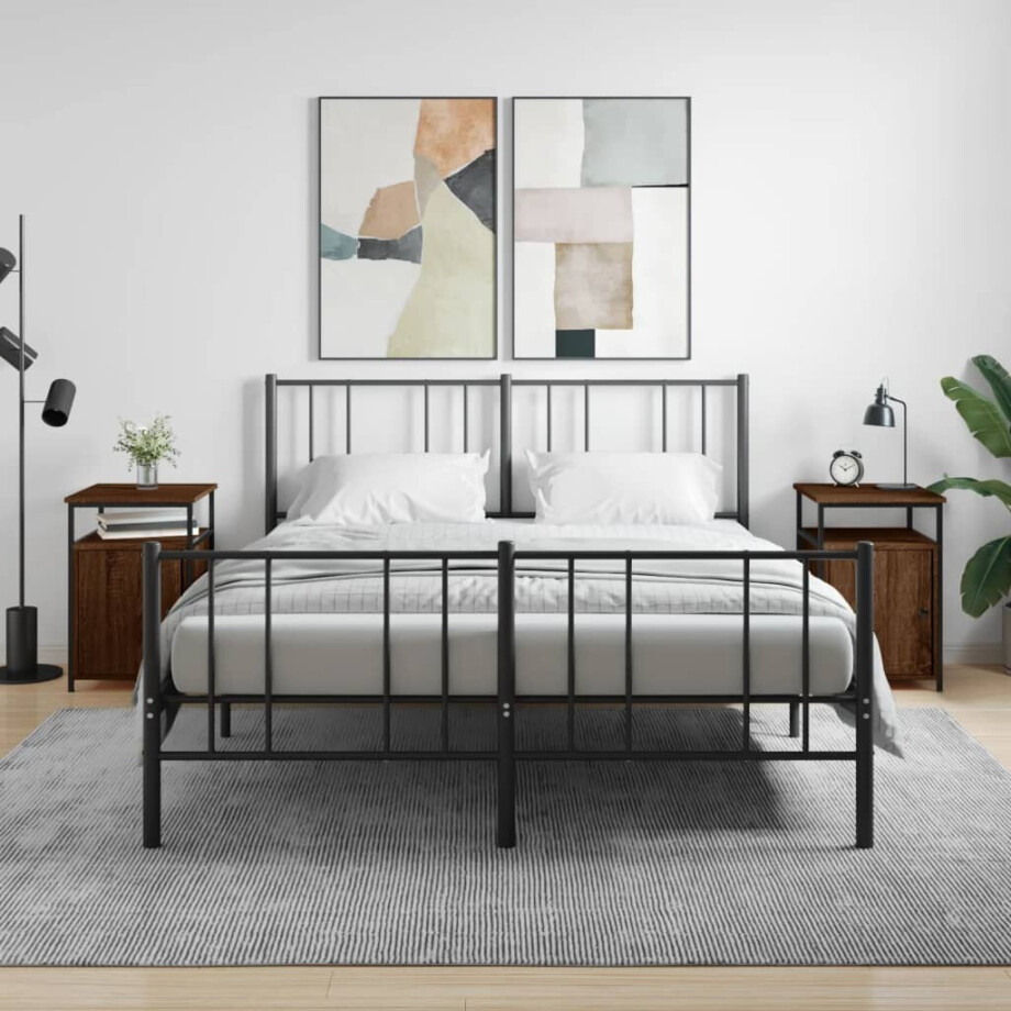 vidaXL Nachtkastjes 2 st 40x42x60 cm bewerkt hout bruin eikenkleur vidaXL Nachtkastjes 2 st 40x42x60 cm bewerkt hout bruin eikenkleur afbeelding 1