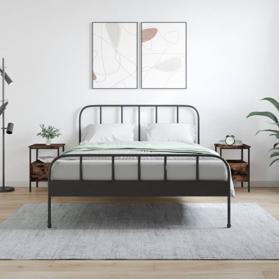 vidaXL Nachtkastjes 2 st 34x36x50 cm bewerkt hout gerookt eikenkleurig afbeelding 1