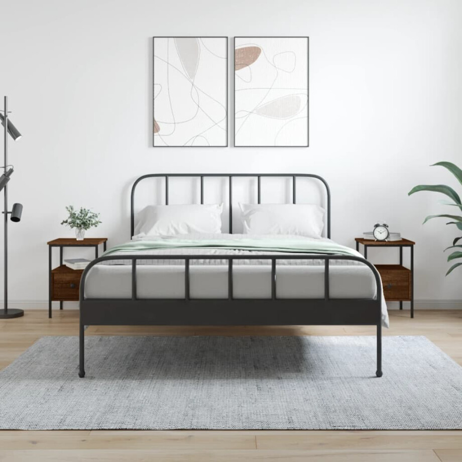 vidaXL Nachtkastjes 2 st 34x36x50 cm bewerkt hout bruin eikenkleur vidaXL Nachtkastjes 2 st 34x36x50 cm bewerkt hout bruin eikenkleur afbeelding 1