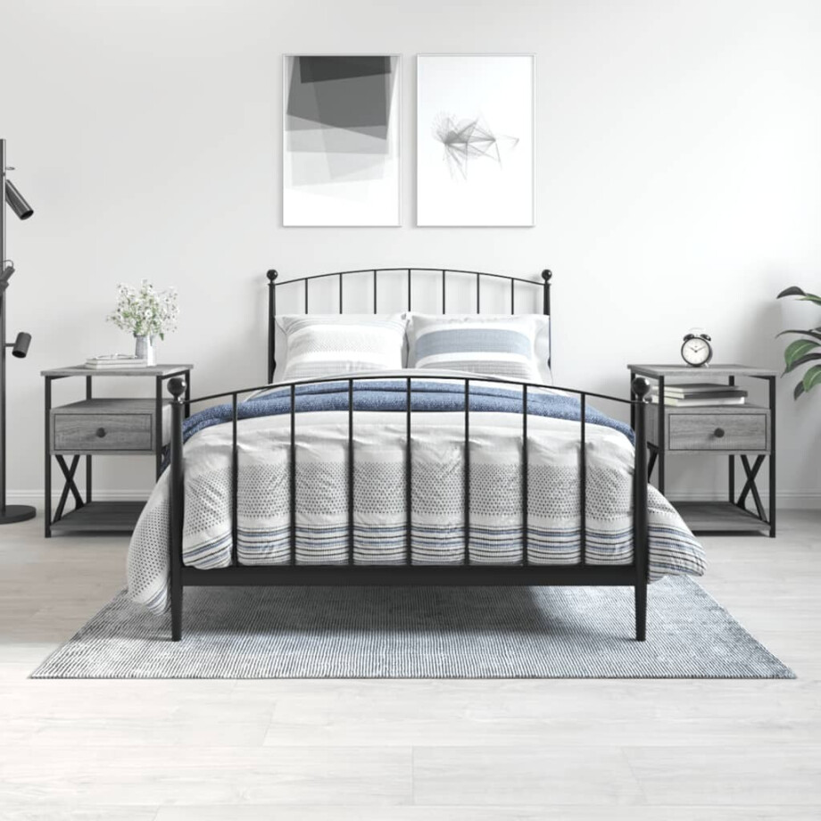 vidaXL Nachtkastjes 2 st 40x42x55 cm bewerkt hout grijs sonoma eiken afbeelding 1