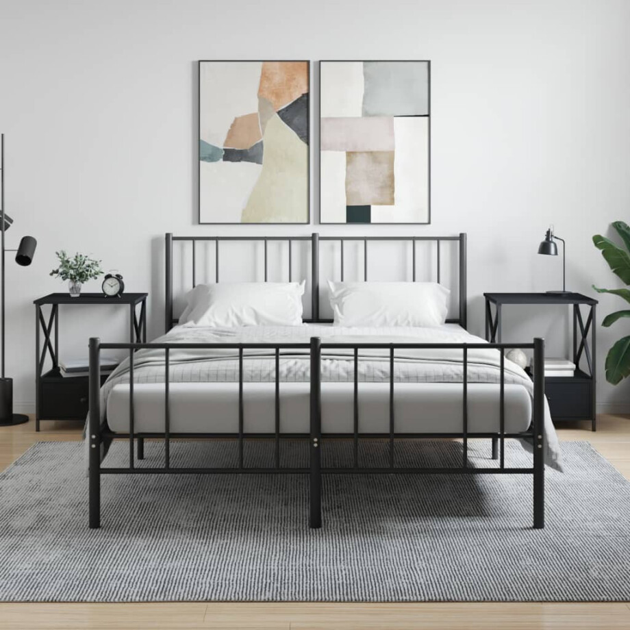 vidaXL Nachtkastjes 2 st 50x41x65 cm bewerkt hout zwart afbeelding 1