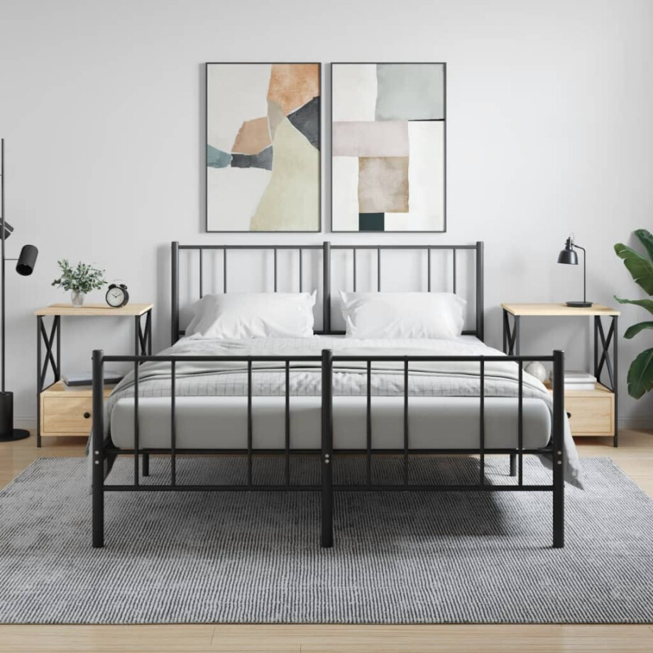 vidaXL Nachtkastjes 2 st 50x41x65 cm bewerkt hout sonoma eikenkleurig vidaXL Nachtkastjes 2 st 50x41x65 cm bewerkt hout sonoma eikenkleurig afbeelding 1