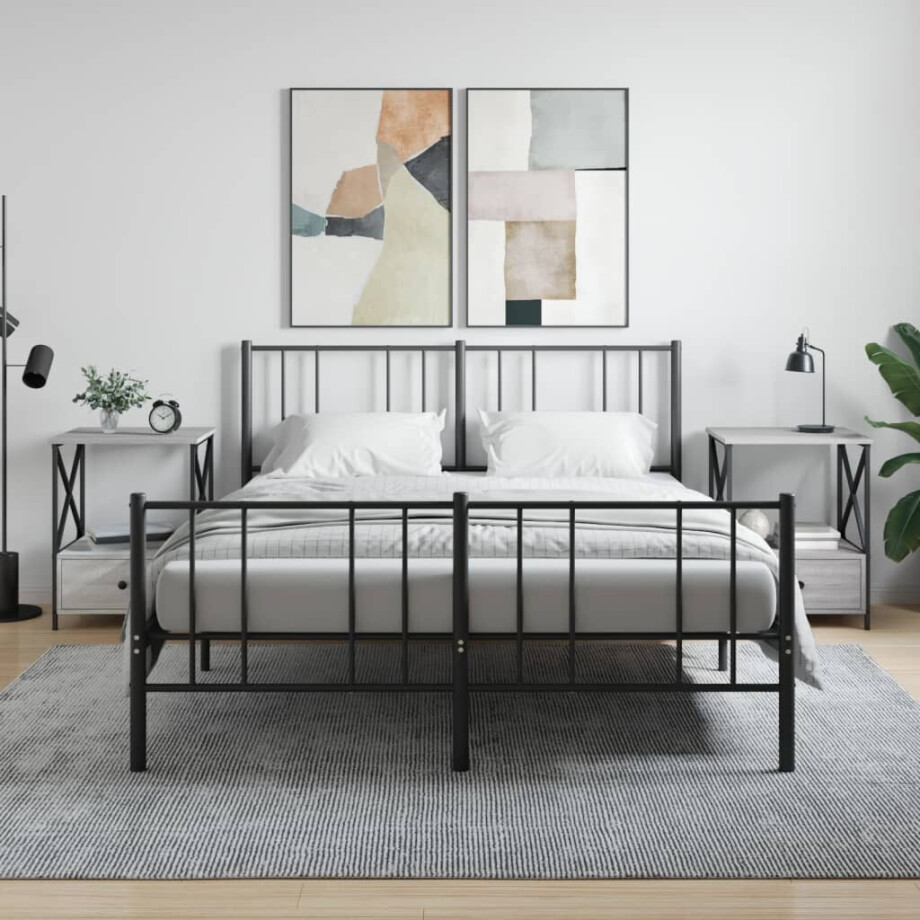 vidaXL Nachtkastjes 2 st 50x41x65 cm bewerkt hout grijs sonoma eiken afbeelding 1