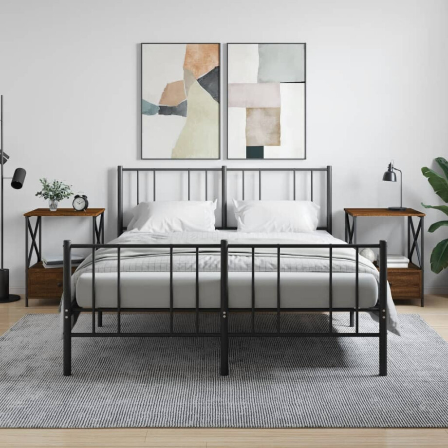 vidaXL Nachtkastjes 2 st 50x41x65 cm bewerkt hout bruin eikenkleur afbeelding 1