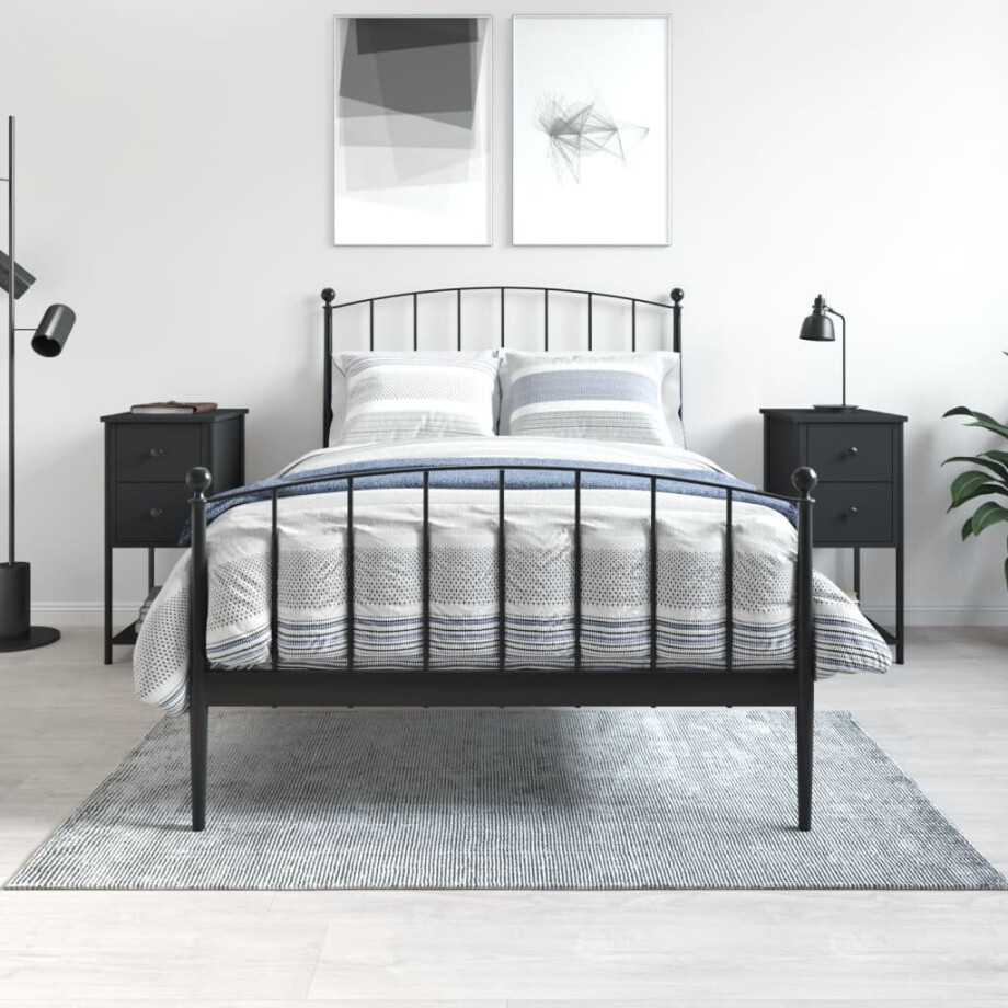 vidaXL Nachtkastjes 2 st 32x42x70 cm bewerkt hout zwart afbeelding 1