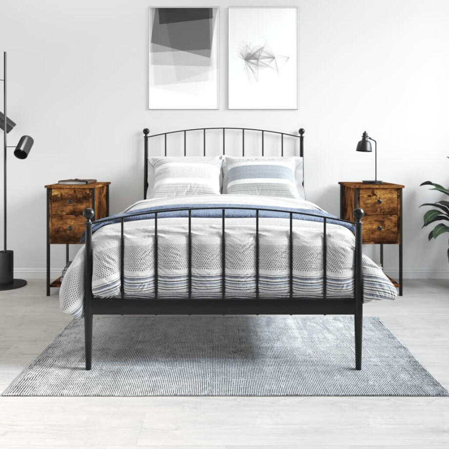 vidaXL Nachtkastjes 2 st 32x42x70 cm bewerkt hout gerookt eikenkleurig vidaXL Nachtkastjes 2 st 32x42x70 cm bewerkt hout gerookt eikenkleurig afbeelding 1