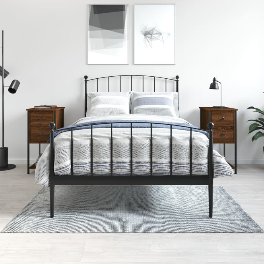 vidaXL Nachtkastjes 2 st 32x42x70 cm bewerkt hout bruin eikenkleur afbeelding 1