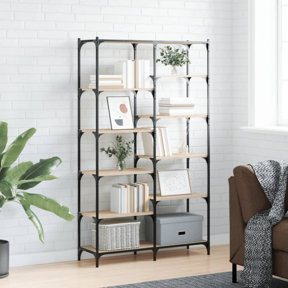 vidaXL Boekenrek 100x32x170 cm bewerkt hout en ijzer sonoma eikenkleur vidaXL Boekenrek 100x32x170 cm bewerkt hout en ijzer sonoma eikenkleur afbeelding 1