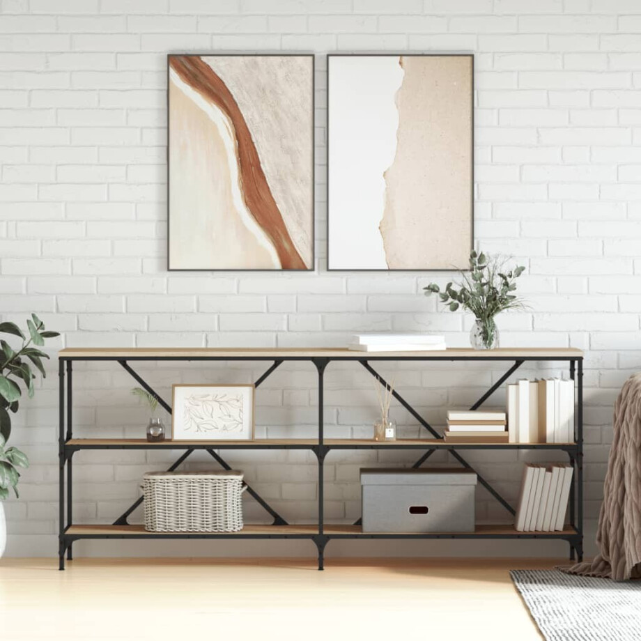 vidaXL Wandtafel 180x30x75 cm bewerkt hout en ijzer sonoma eikenkleur vidaXL Wandtafel 180x30x75 cm bewerkt hout en ijzer sonoma eikenkleur afbeelding 1
