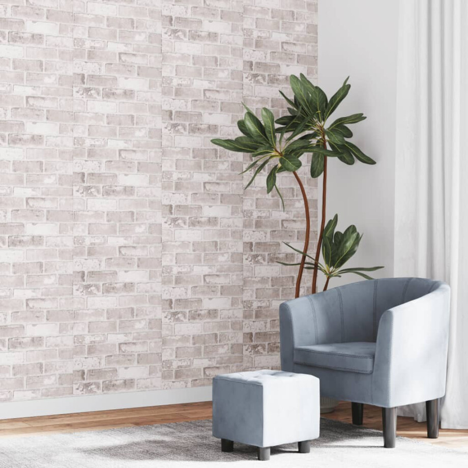 vidaXL Vliesbehang 3D baksteenpatroon 10x0,53 m grijs afbeelding 1