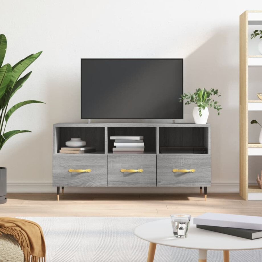 vidaXL Tv-meubel 102x36x50 cm bewerkt hout grijs sonoma eikenkleurig afbeelding 1