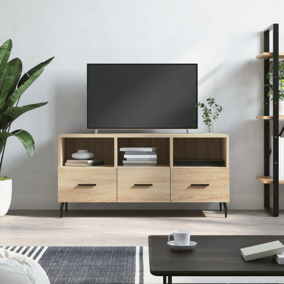 vidaXL Tv-meubel 102x36x50 cm bewerkt hout sonoma eikenkleurig vidaXL Tv-meubel 102x36x50 cm bewerkt hout sonoma eikenkleurig afbeelding 1