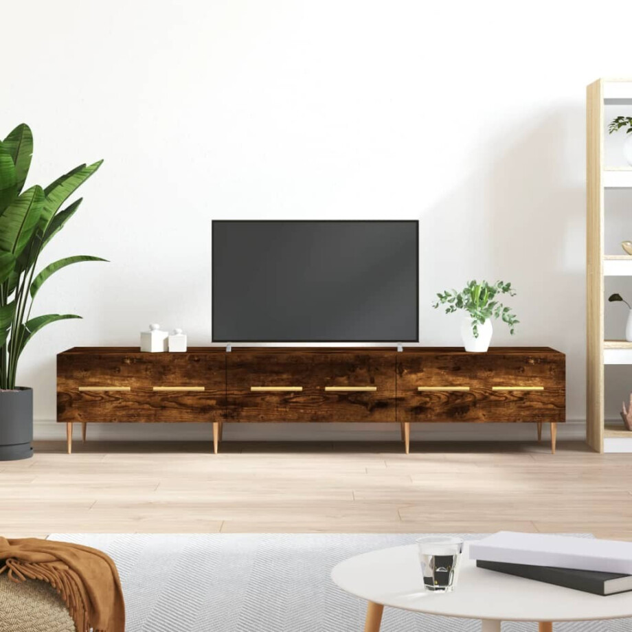 vidaXL Tv-meubel 150x36x30 cm bewerkt hout gerookt eikenkleurig vidaXL Tv-meubel 150x36x30 cm bewerkt hout gerookt eikenkleurig afbeelding 1