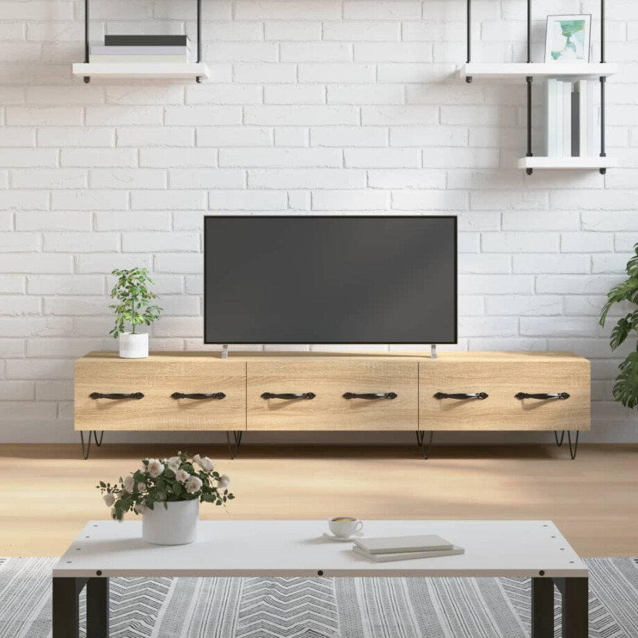 vidaXL Tv-meubel 150x36x30 cm bewerkt hout sonoma eikenkleurig vidaXL Tv-meubel 150x36x30 cm bewerkt hout sonoma eikenkleurig afbeelding 1