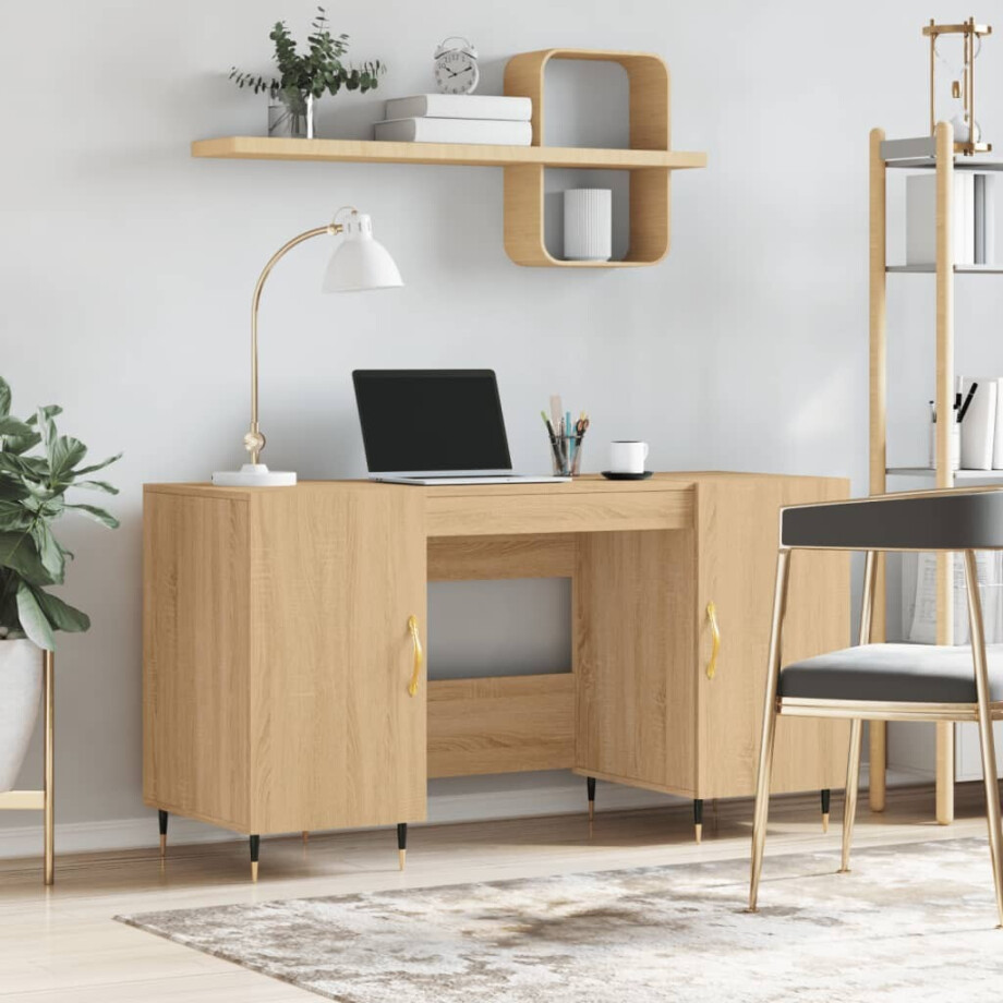 vidaXL Bureau 140x50x75 cm bewerkt hout sonoma eikenkleurig vidaXL Bureau 140x50x75 cm bewerkt hout sonoma eikenkleurig afbeelding 1