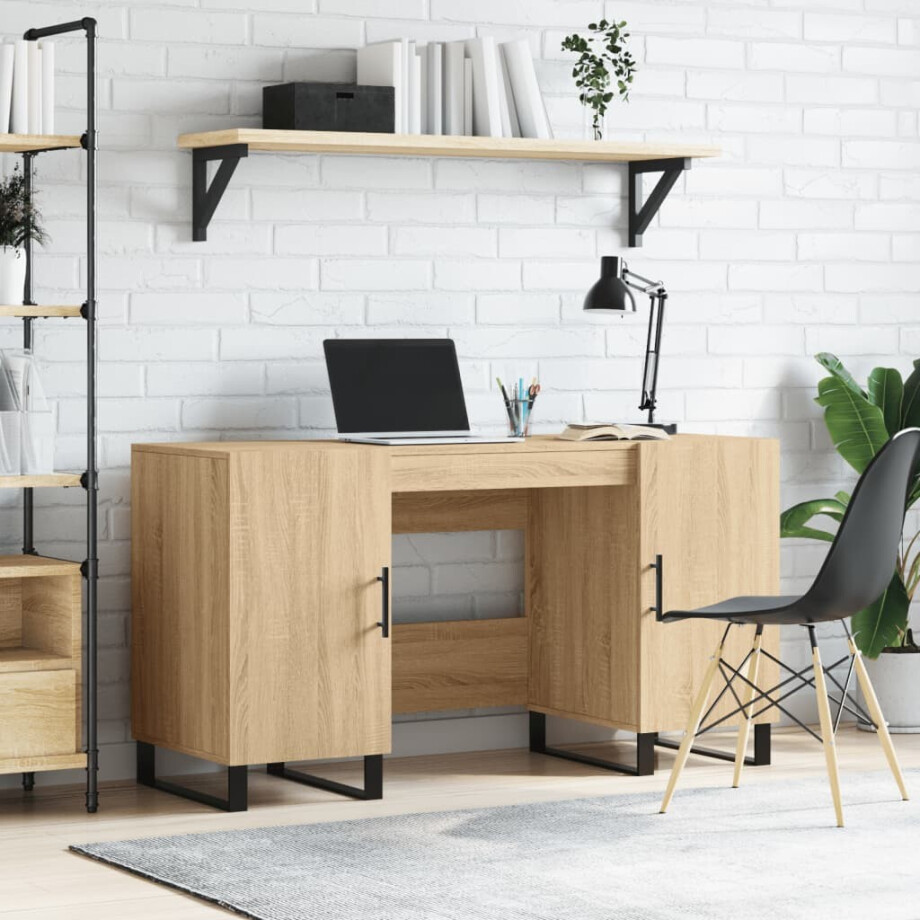 vidaXL Bureau 140x50x75 cm bewerkt hout sonoma eikenkleurig vidaXL Bureau 140x50x75 cm bewerkt hout sonoma eikenkleurig afbeelding 1