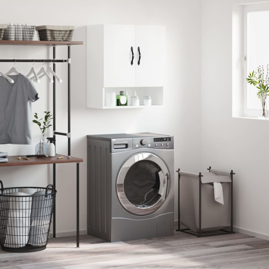 vidaXL Wandkast 60x31x70 cm bewerkt hout wit afbeelding 1