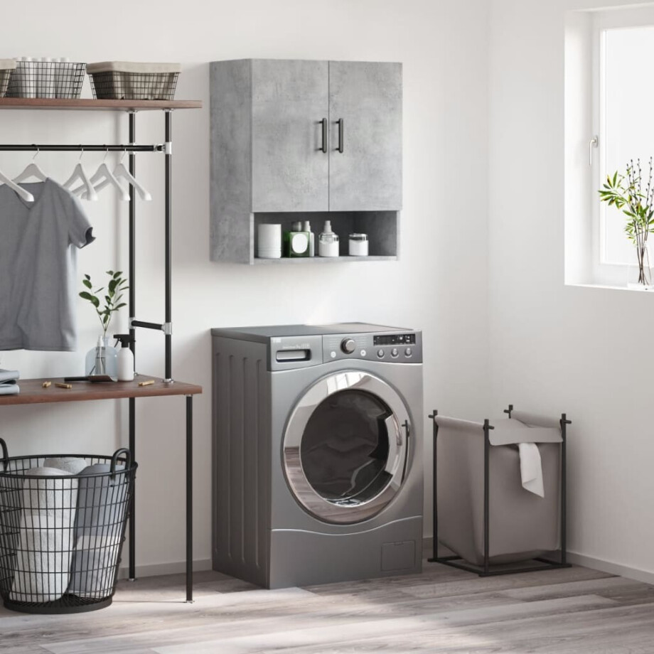 vidaXL Wandkast 60x31x70 cm bewerkt hout betongrijs afbeelding 1