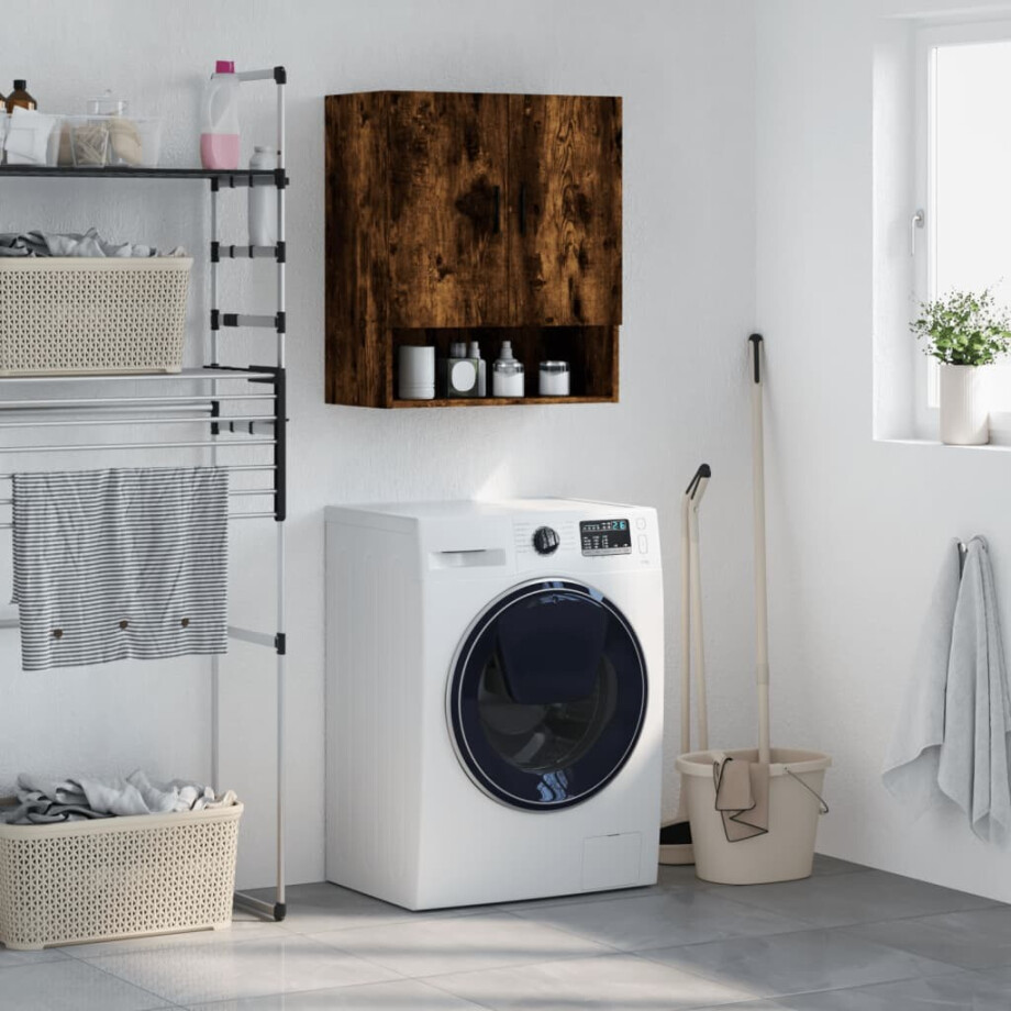 vidaXL Wandkast 60x31x70 cm bewerkt hout gerookt eikenkleurig afbeelding 1