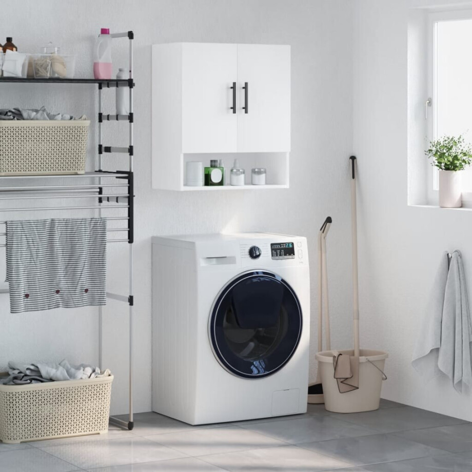 vidaXL Wandkast 60x31x70 cm bewerkt hout wit vidaXL Wandkast 60x31x70 cm bewerkt hout wit afbeelding 1