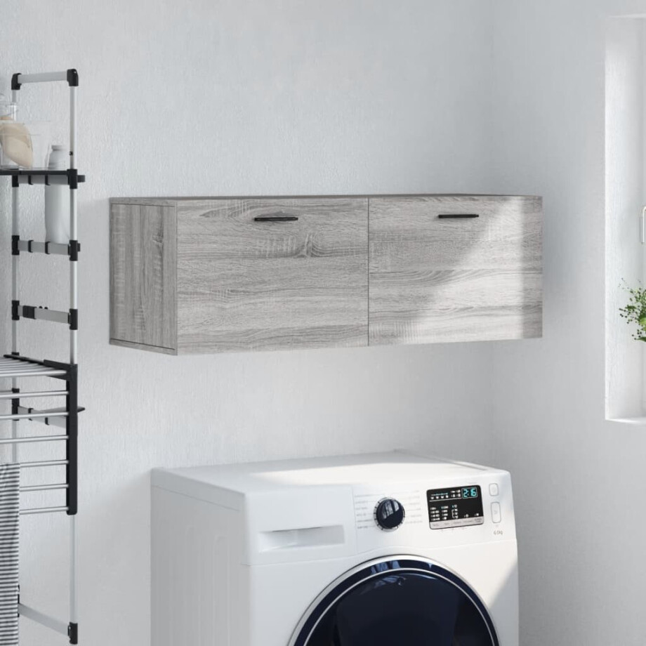vidaXL Wandkast 100x36,5x35 cm bewerkt hout grijs sonoma eikenkleurig vidaXL Wandkast 100x36,5x35 cm bewerkt hout grijs sonoma eikenkleurig afbeelding 1