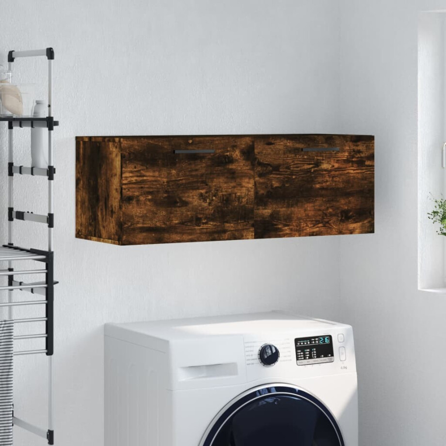 vidaXL Wandkast 100x36,5x35 cm bewerkt hout gerookt eikenkleurig vidaXL Wandkast 100x36,5x35 cm bewerkt hout gerookt eikenkleurig afbeelding 1
