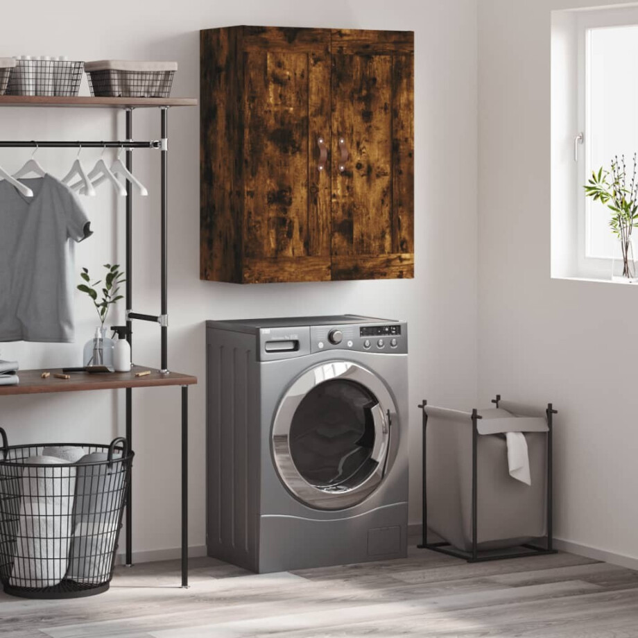 vidaXL Wandkast 69,5x34x90 cm bewerkt hout gerookt eikenkleurig afbeelding 1