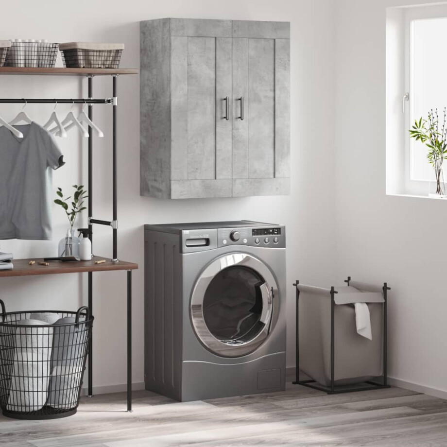 vidaXL Wandkast 69,5x34x90 cm bewerkt hout betongrijs vidaXL Wandkast 69,5x34x90 cm bewerkt hout betongrijs afbeelding 1