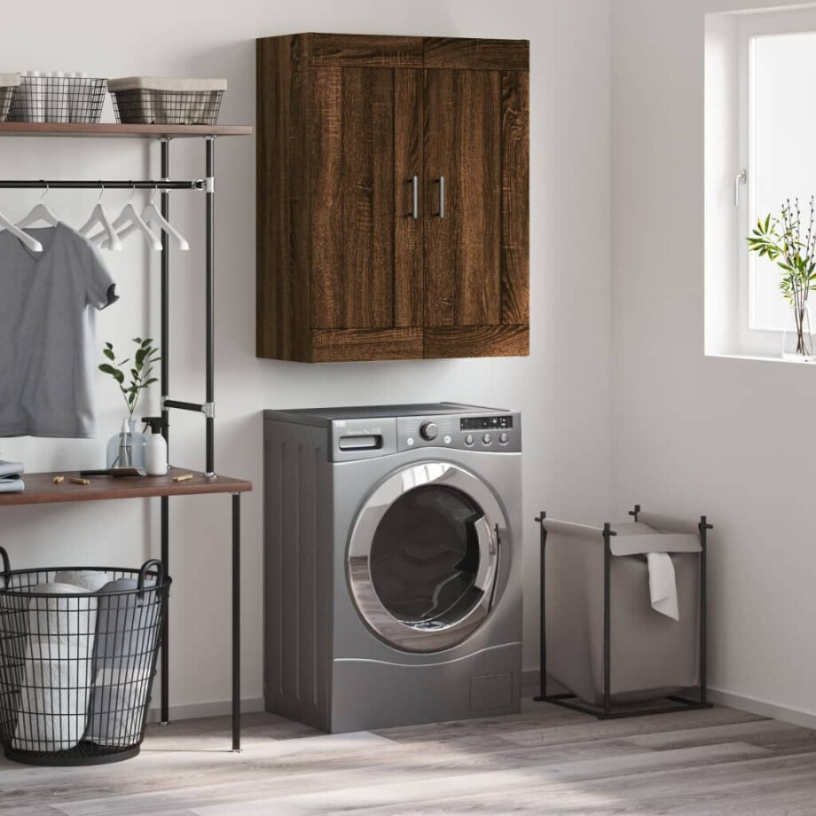 vidaXL Wandkast 69,5x34x90 cm bewerkt hout bruin eikenkleur afbeelding 1