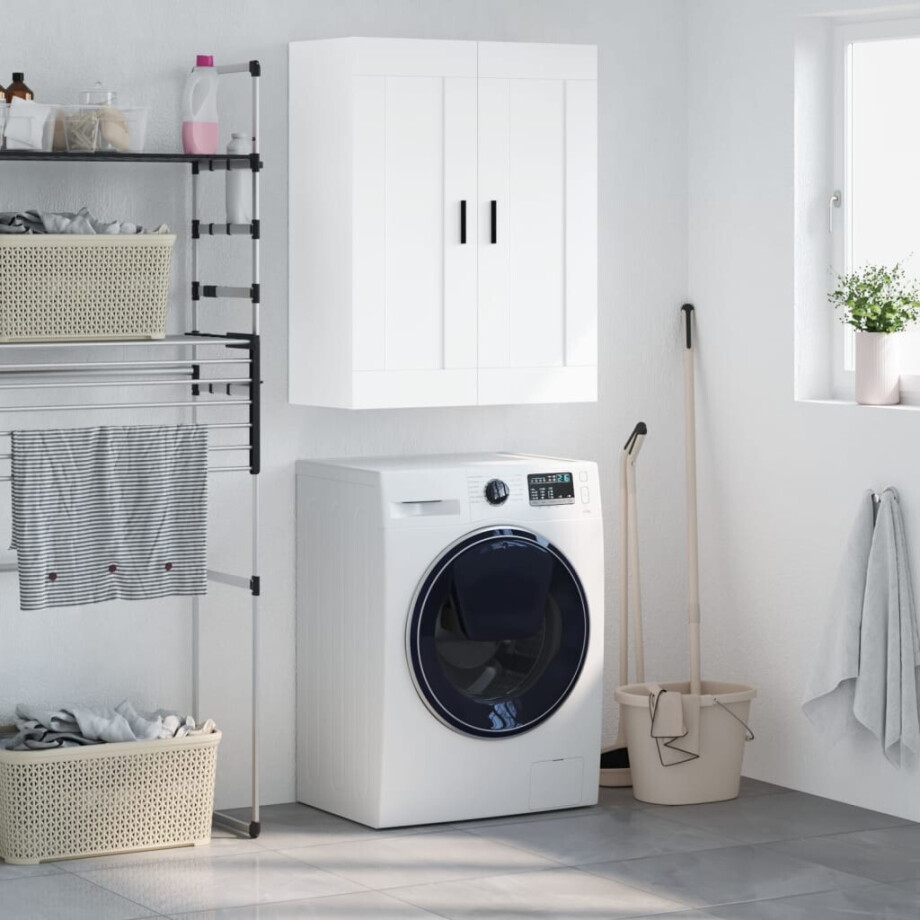 vidaXL Wandkast 69,5x34x90 cm bewerkt hout wit afbeelding 1